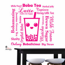 Load image into Gallery viewer, Boba Tea Latte Makes Me Happy Big Straw Wall Decal Decotherapy