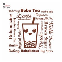 Load image into Gallery viewer, Boba Tea Latte Makes Me Happy Big Straw Wall Decal Decotherapy