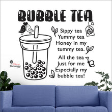 Load image into Gallery viewer, Bubble Tea Sippy Yummy Honey In My Tummy Tea Boba Milktea Wall Decal Decotherapy