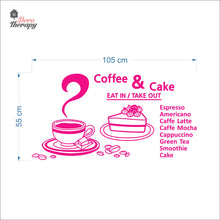 Load image into Gallery viewer, Coffee & Cake Eat In Takeout Wall Decal Decotherapy