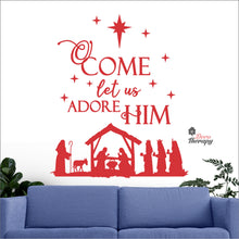 Load image into Gallery viewer, Come Let Us Adore Him Nativity Manger Christmas Wall Decal Decotherapy