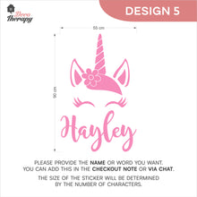 Load image into Gallery viewer, Customized Name Unicorn Design 5 Wall Decal