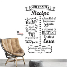 Load image into Gallery viewer, Family Recipe Cup Of Faith Pinch Of Kindness Big Scoop Of Patience Wall Decal Decotherapy