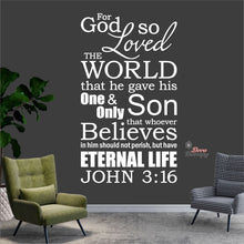 Load image into Gallery viewer, For God So Loved The World John 3:16 V2 Wall Decal Decotherapy