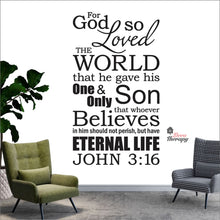 Load image into Gallery viewer, For God So Loved The World John 3:16 V2 Wall Decal Decotherapy