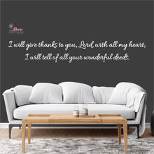 Load image into Gallery viewer, I Will Give Thanks To You Will All My Heart Wall Decal Decotherapy