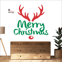 Load image into Gallery viewer, Merry Christmas Deer Antlers Wall Decal Decotherapy