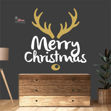 Load image into Gallery viewer, Merry Christmas Deer Antlers Wall Decal Decotherapy