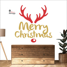 Load image into Gallery viewer, Merry Christmas Deer Antlers Wall Decal Decotherapy