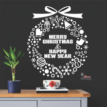 Load image into Gallery viewer, Merry Christmas & Happy New Year Wreath Wall Decal Decotherapy