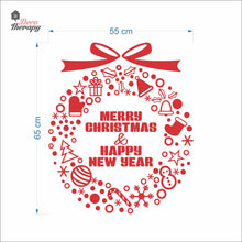 Load image into Gallery viewer, Merry Christmas & Happy New Year Wreath Wall Decal Decotherapy