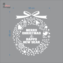 Load image into Gallery viewer, Merry Christmas & Happy New Year Wreath Wall Decal Decotherapy