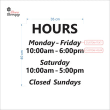 Load image into Gallery viewer, Customized Store Hours Wall Decal Decotherapy