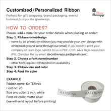 Load image into Gallery viewer, Personalised Ribbon Print for Gift Wrap|Wedding|Giveaways|Business, 45Yards Long, DECOTHERAPY