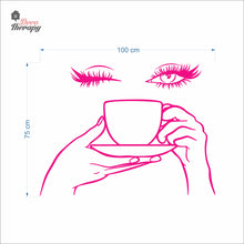 Load image into Gallery viewer, Woman Eyelashes Coffee Tea Cup Wall Decal Decotherapy