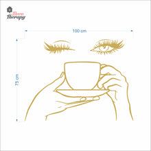Load image into Gallery viewer, Woman Eyelashes Coffee Tea Cup Wall Decal Decotherapy