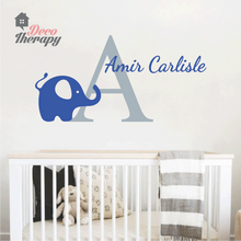 Load image into Gallery viewer, Customized Name Dominic & Letter With Elephant Design Wall Sticker