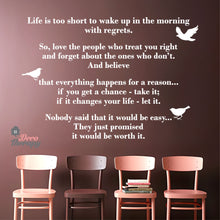 Load image into Gallery viewer, Life Is Too Short Everything Happens For A Reason V1 Wall Sticker