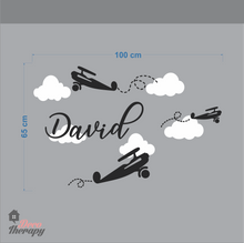 Load image into Gallery viewer, Customized Name Airplanes & Clouds V1 Design Wall Sticker
