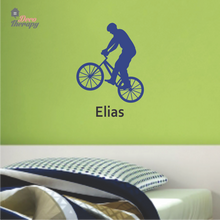 Load image into Gallery viewer, Customized Name Cyclist Design Wall Sticker