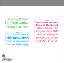 Load image into Gallery viewer, Playroom Rules Wall Sticker