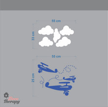 Load image into Gallery viewer, Customized Name Decal Airplanes & Clouds V3 Design Wall Sticker