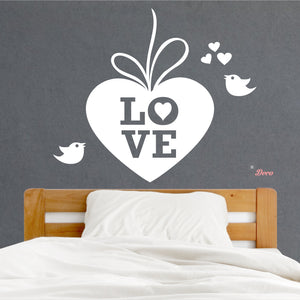 Heart Love Birds Wall Decal Decotherapy