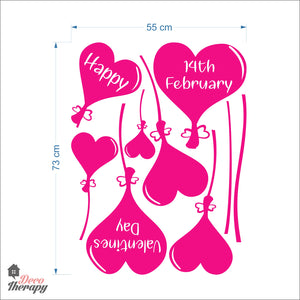 Hearts Balloon Happy Valentines Day 14th February DIY Wall Decal Decotherapy