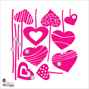 Hearts Hanging DIY Wall Decal Decotherapy