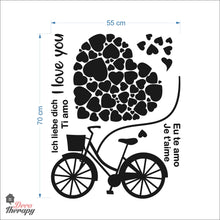 Load image into Gallery viewer, I Love You Bike Tied Big Flying Red Heart DIY Wall Decal Decotherapy