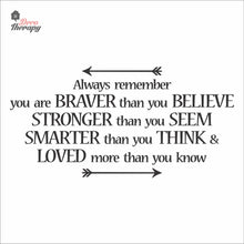 Load image into Gallery viewer, Always Remember You Are Braver Than You Believe Wall Decal Decotherapy