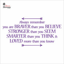Load image into Gallery viewer, Always Remember You Are Braver Than You Believe Wall Decal Decotherapy