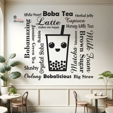 Load image into Gallery viewer, Boba Tea Latte Makes Me Happy Big Straw Wall Decal Decotherapy