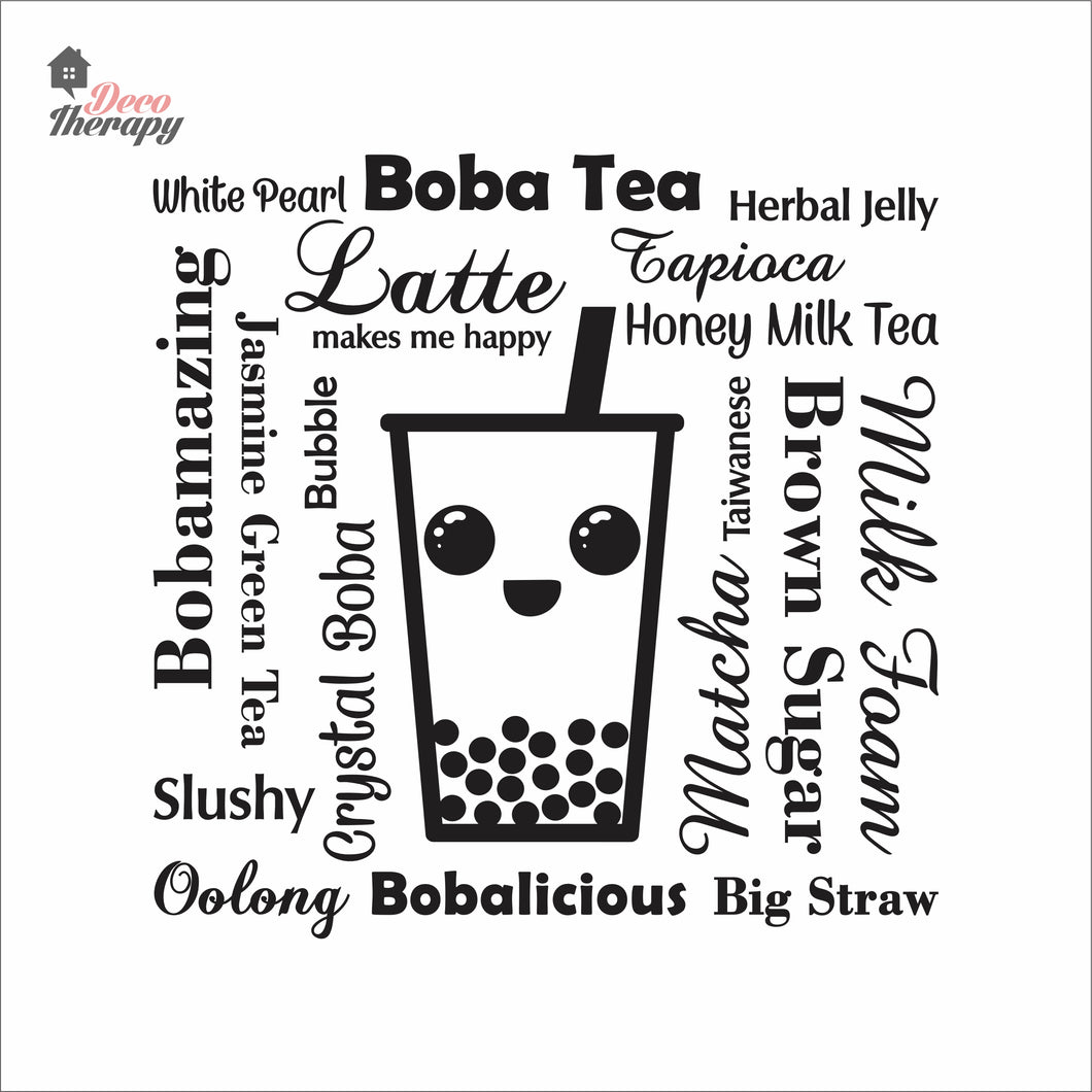 Boba Tea Latte Makes Me Happy Big Straw Wall Decal Decotherapy