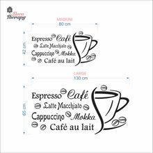 Load image into Gallery viewer, Cafe Au Lait Mokka Latte Macchiato Cappuccino Espresso Beans Wall Decal Decotherapy