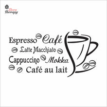 Load image into Gallery viewer, Cafe Au Lait Mokka Latte Macchiato Cappuccino Espresso Beans Wall Decal Decotherapy