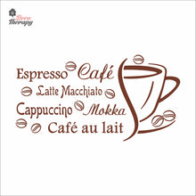 Load image into Gallery viewer, Cafe Au Lait Mokka Latte Macchiato Cappuccino Espresso Beans Wall Decal Decotherapy
