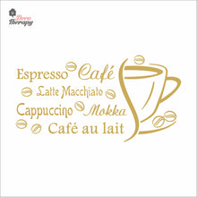 Load image into Gallery viewer, Cafe Au Lait Mokka Latte Macchiato Cappuccino Espresso Beans Wall Decal Decotherapy