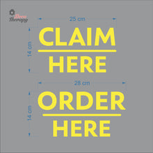 Load image into Gallery viewer, Claim Here Order Here Sign Sticker Self-Adhesive Decotherapy