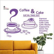 Load image into Gallery viewer, Coffee &amp; Cake Eat In Takeout Wall Decal Decotherapy