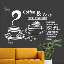 Load image into Gallery viewer, Coffee &amp; Cake Eat In Takeout Wall Decal Decotherapy