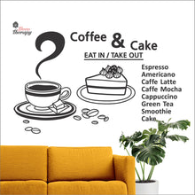 Load image into Gallery viewer, Coffee &amp; Cake Eat In Takeout Wall Decal Decotherapy