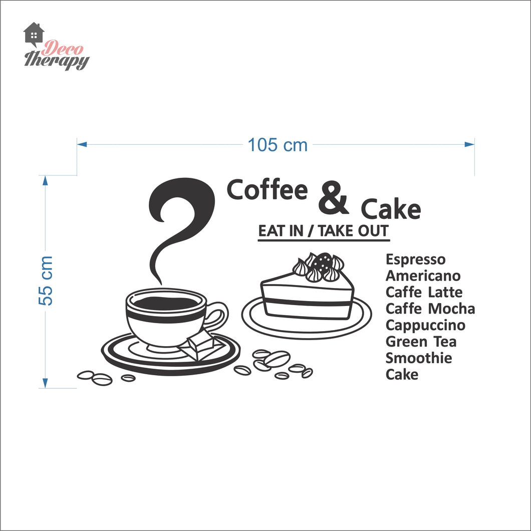 Coffee & Cake Eat In Takeout Wall Decal Decotherapy