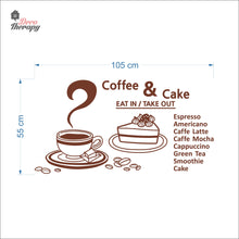 Load image into Gallery viewer, Coffee &amp; Cake Eat In Takeout Wall Decal Decotherapy