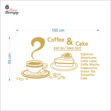 Load image into Gallery viewer, Coffee &amp; Cake Eat In Takeout Wall Decal Decotherapy