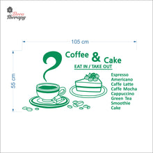 Load image into Gallery viewer, Coffee &amp; Cake Eat In Takeout Wall Decal Decotherapy