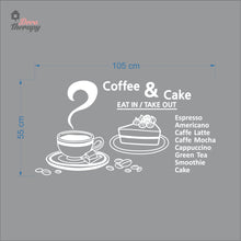 Load image into Gallery viewer, Coffee &amp; Cake Eat In Takeout Wall Decal Decotherapy