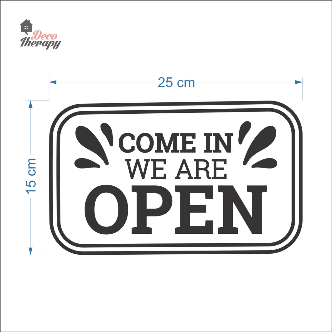 Come In We Are Open Door Sign Sticker Self-Adhesive Decotherapy