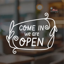 Load image into Gallery viewer, Come In We Are Open Floral Door Sign Sticker Self-Adhesive Decotherapy