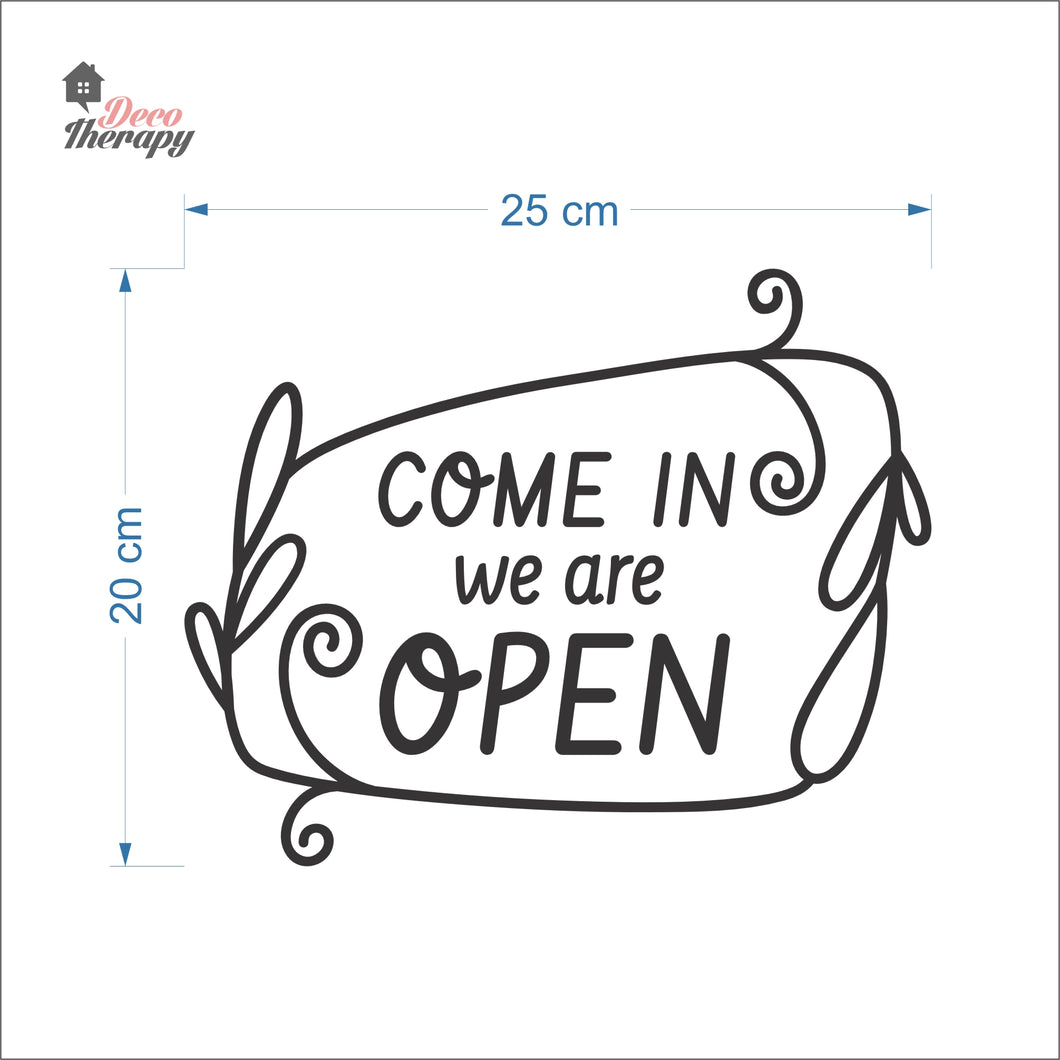 Come In We Are Open Floral Door Sign Sticker Self-Adhesive Decotherapy